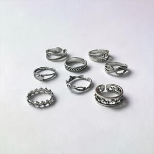 Vintage 8 piece Set Silver Ring